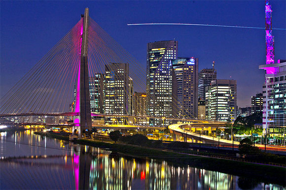 OctavioFrias Bridge in Brooklin, Sao Paulo, Brazil.