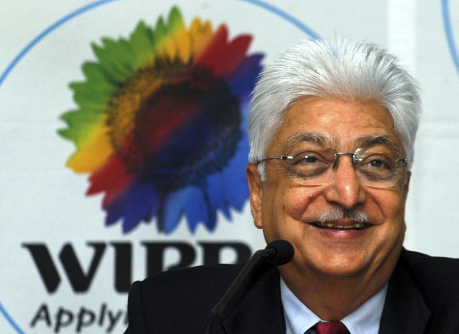Azim Premji, chairman of Wipro Ltd., smiles during a news conference in the southern Indian city of Bangalore.
