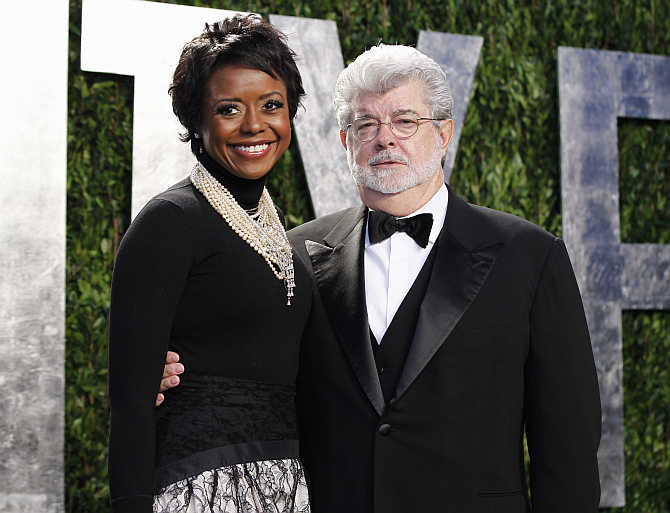 George Lucas with his partner Mellody Hobson in West Hollywood, California.