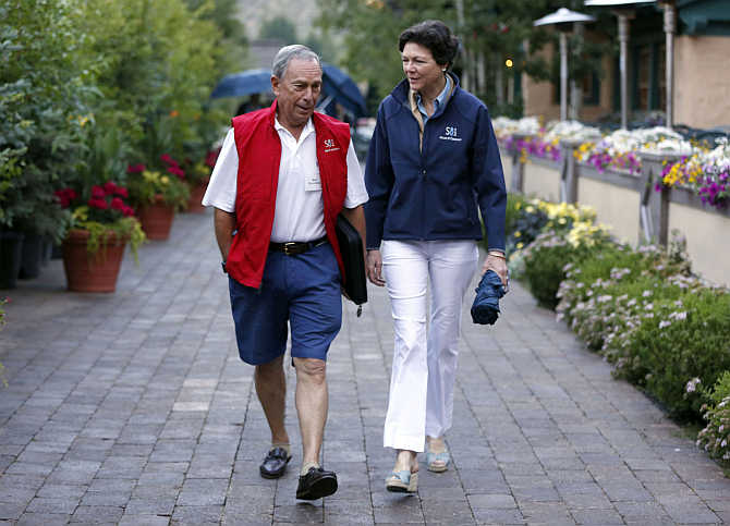 Michael Bloomberg with his partner Diana Taylor in Sun Valley, Idaho.