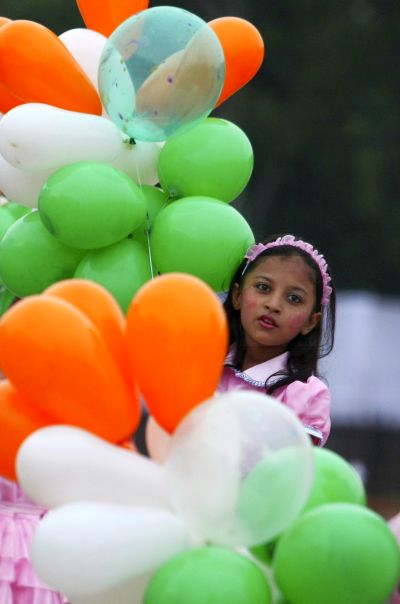 School children perform during the celebrations to mark India's Independence Day in Chandigarh.