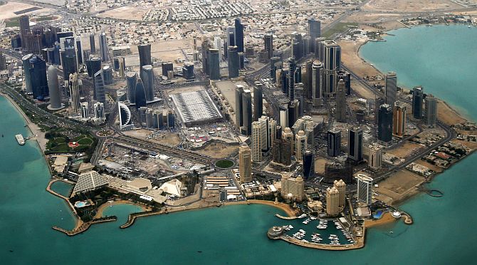 An aerial view of Doha's diplomatic area.