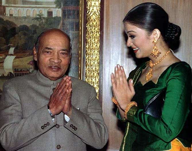 A file photo of P V Narasimha Rao with Bollywood actress Aishwarya Rai.