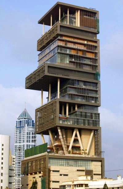 A view of Antilia,  the house of Mukesh Ambani, chairman of Reliance Industries.