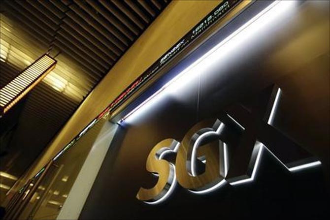 The logo of the Singapore Exchange (SGX) is pictured at its office in Singapore.