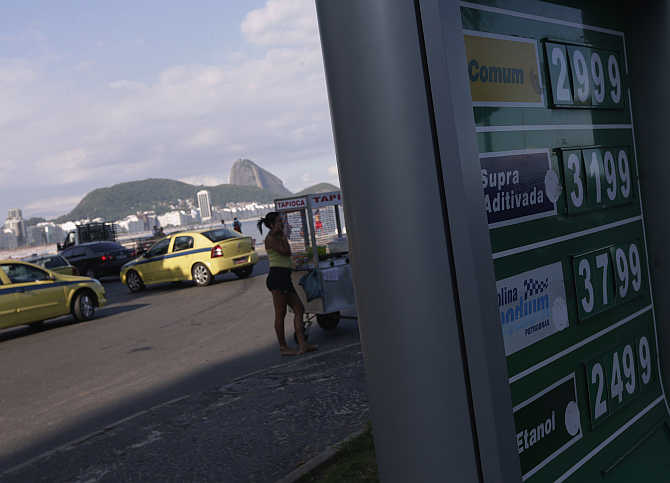 A petrol pump at Copacabana Beach in Rio de Janeiro, Brazil.