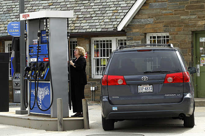 An Exxon petrol pump next to the Watergate complex in Washington.