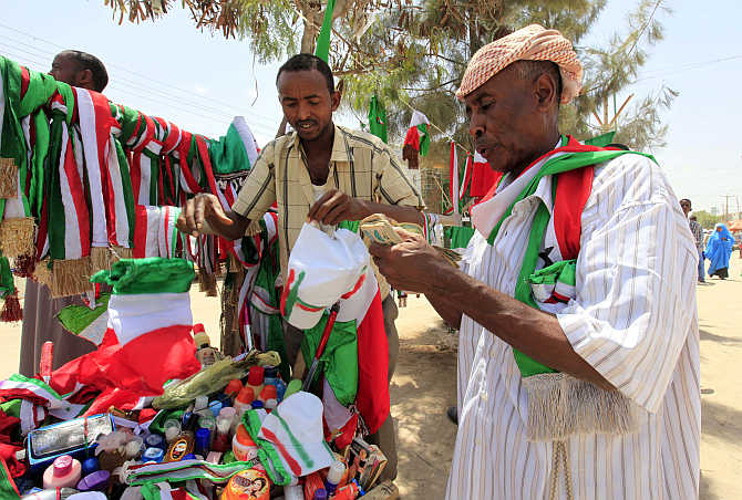 A man buys souvenirs a day before celebrating the 22nd anniversary of the self-declared independence day of the breakaway Somaliland region.
