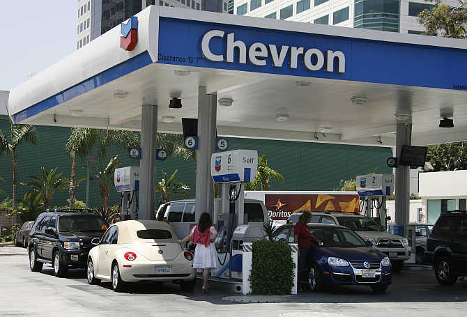 A Chevron petrol pump in Burbank, California.