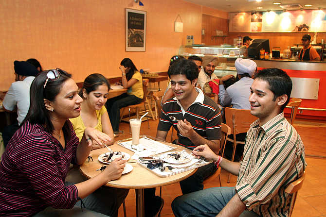 Youngsters at a coffee shop in Chandigarh.