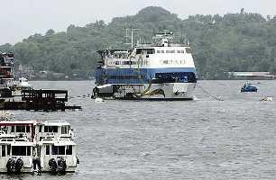 Casino Royale Goa, an off-shore casino on a ship, is anchored on the Mandovi river, which runs through Goa's capital Panaji.