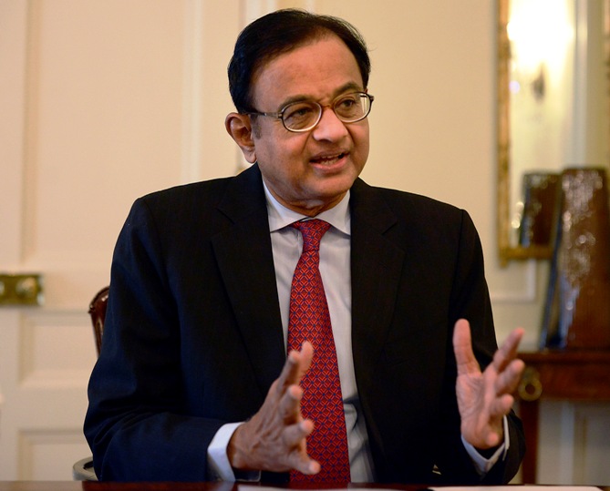 Finance Minister Palaniappan Chidambaram speaks during a news conference in New York.