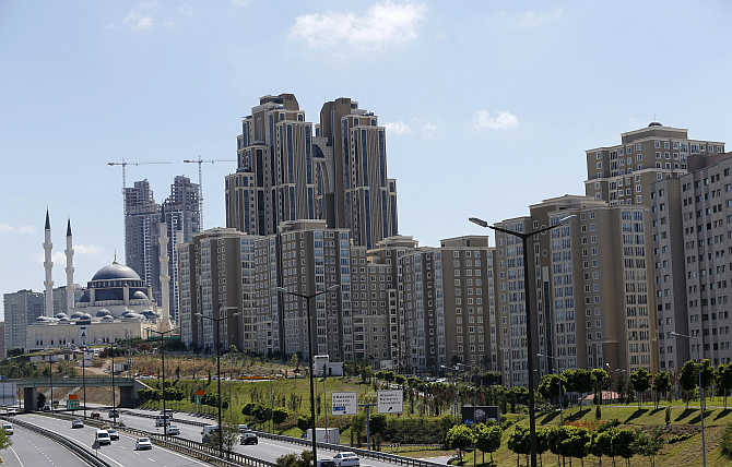 A view of residential towers in Istanbul, Turkey.