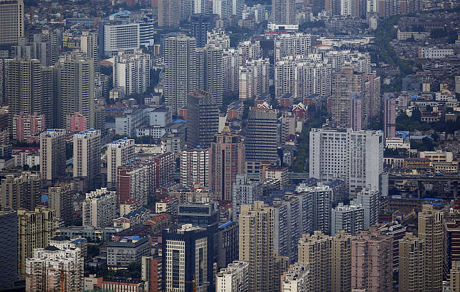 A view of Puxi district in Shanghai.