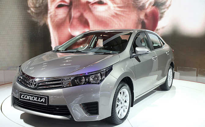 Toyota Corolla on display in Johannesburg, South Africa.