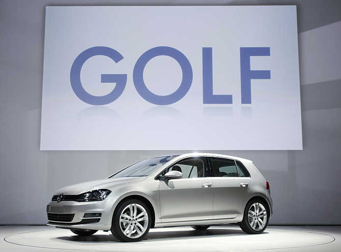 Volkswagen Golf on display in New York.