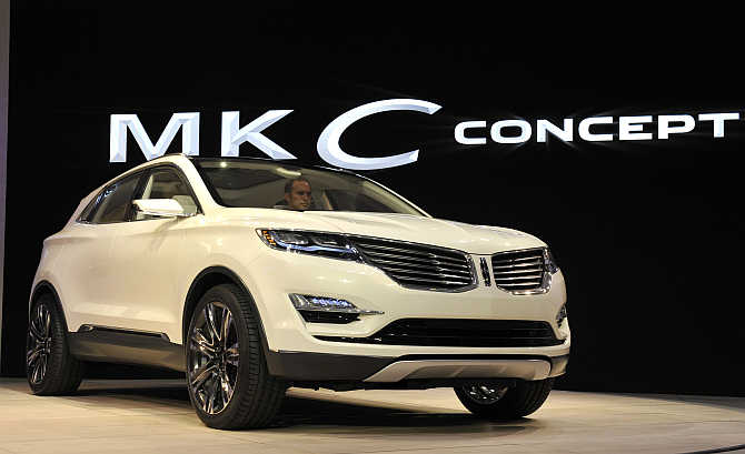 Lincoln MKC Concept crossover vehicle on display in Detroit, Michigan.
