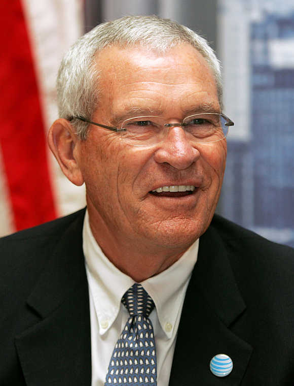 Former Chairman and CEO of AT&T Edward E Whitacre in Detroit, Michigan.