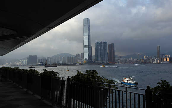 A view of the International Commerce Centre in Hong Kong.