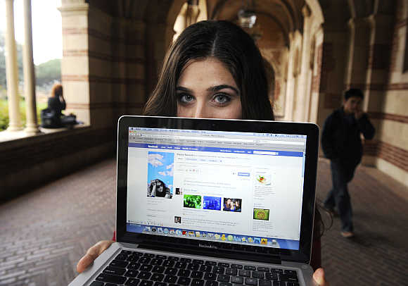 Alyssa Ravasio displays her page on the social networking site Facebook, while attending school in Los Angeles.