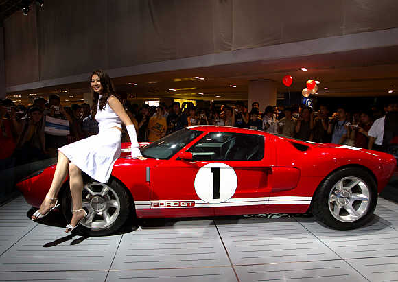 A model poses with a Ford GT sports car in Beijing. Photo is for representation purpose only.