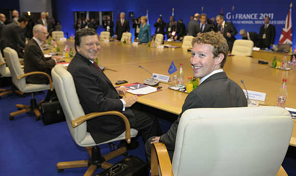 Mark Zuckerberg with European Commission President Jose Manuel Barroso in Deauville, France.