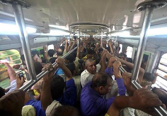 Passengers travel in Kolkata metro.