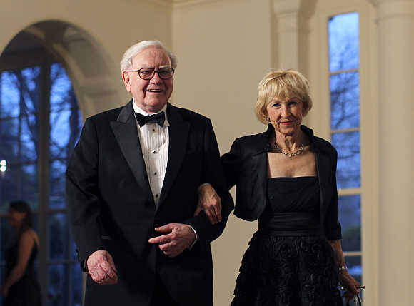 Warren Buffett, Founder of  Berkshire Hathaway, with his wife Astrid Menks in Washington, DC.