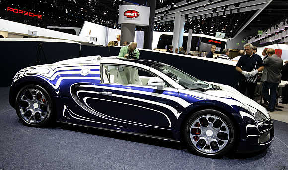 Bugatti Veyron L'Or Blanc at the International Motor Show in Frankfurt, Germany.