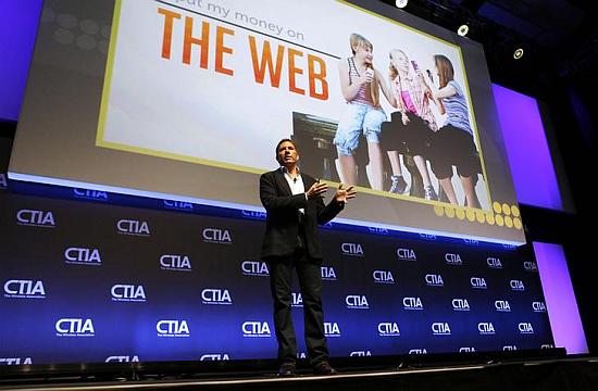 Mozilla Corporation CEO Gary Kovacs addresses attendees during the International CTIA WIRELESS Conference & Exposition.