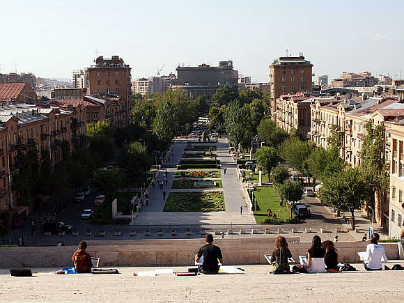 A view from the Cafesjian Museum of Art at the Cascade in Yerevan.