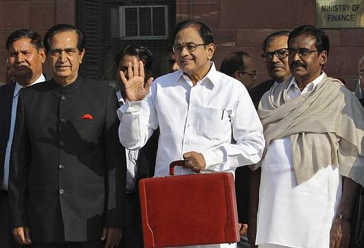 Finance Minister P Chidambaram poses for photo before Budget speech.
