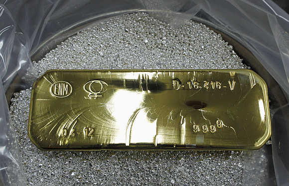 An ingot of 99.99 per cent pure gold that weighs 12.5 kg in Ventanas city, about 164km northwest of Santiago, Chile.