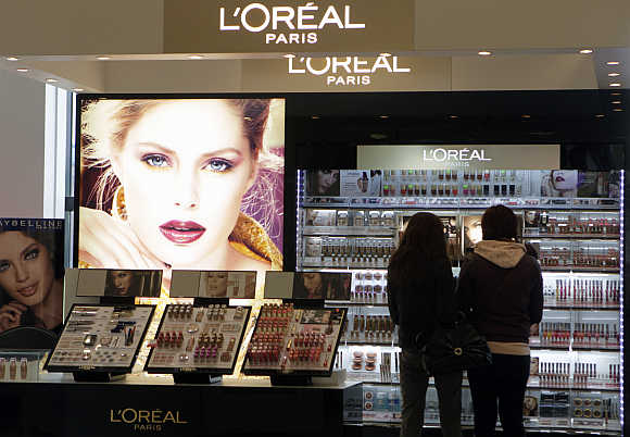 L'Oreal cosmetics in the shop in Riga, Latvia.