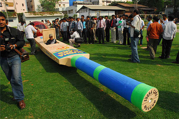 A cricket bat-shaped car which was introduced during the World Cup in 2007.