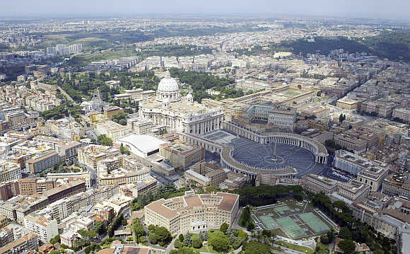 An aerial view of St Peter's square in Rome.
