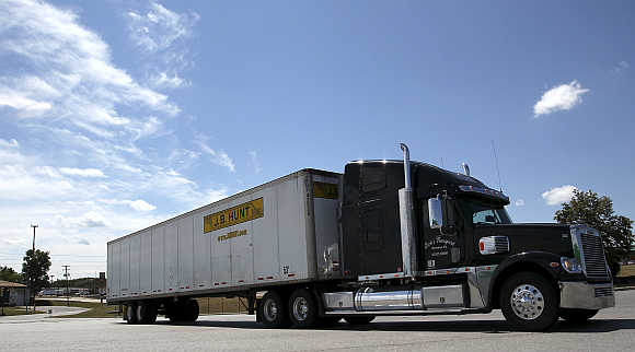 A semi truck in Girard, Ohio, United States.
