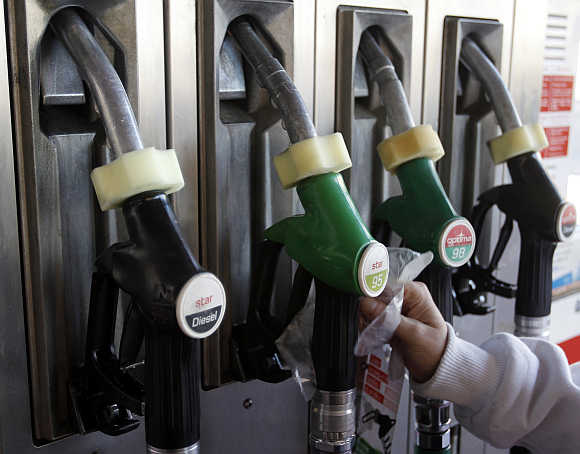 A petrol pump in Madrid, Spain.