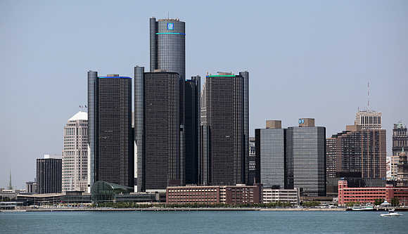A view of Detroit skyline from Windsor, Canada.