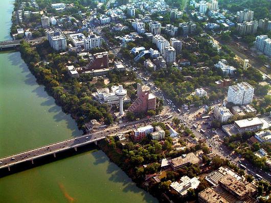 Ahmedabad city on the banks of Sabarmati.