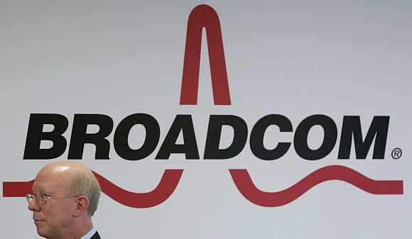 Broadcom's logo in Taipei, Taiwan.