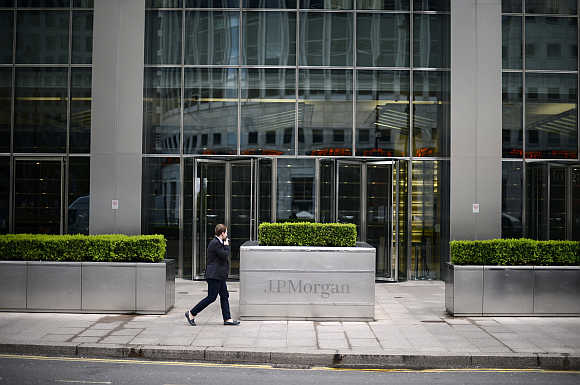 JP Morgan headquarters at Canary Wharf in London.