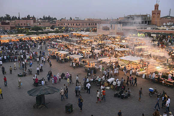 A view of Marrakesh's Jemma El-Fnaa square.