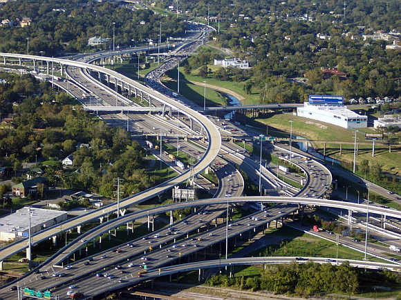 I-10 and I-45 interchange in Houston, Texas.