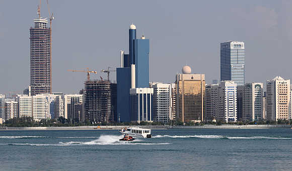 A view of the Abu Dhabi skyline.