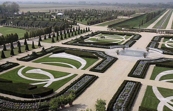 A view of rose garden at Palace of Venaria Reale in Turin.