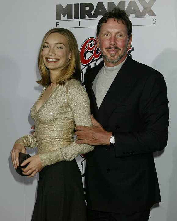 Larry Ellison with fiancee Melanie Craft in Hollywood.