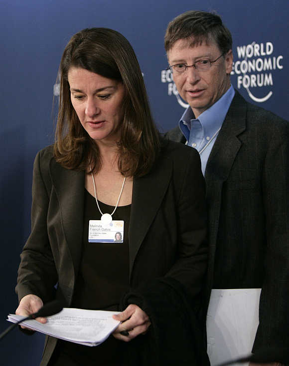 Bill Gates with wife Melinda in Davos, Switzerland.