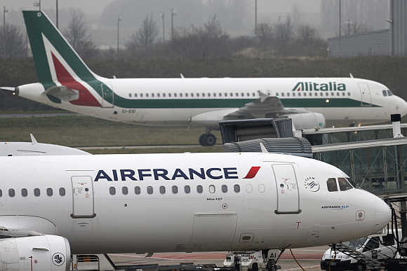 An Air France plane on the tarmac at Charles de Gaulles International Airport in Roissy near Paris.