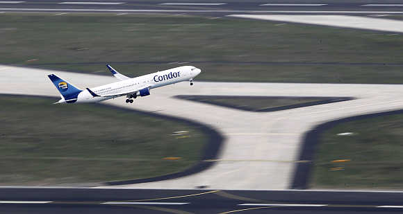 A Condor plane in Frankfurt's airport, Germany.